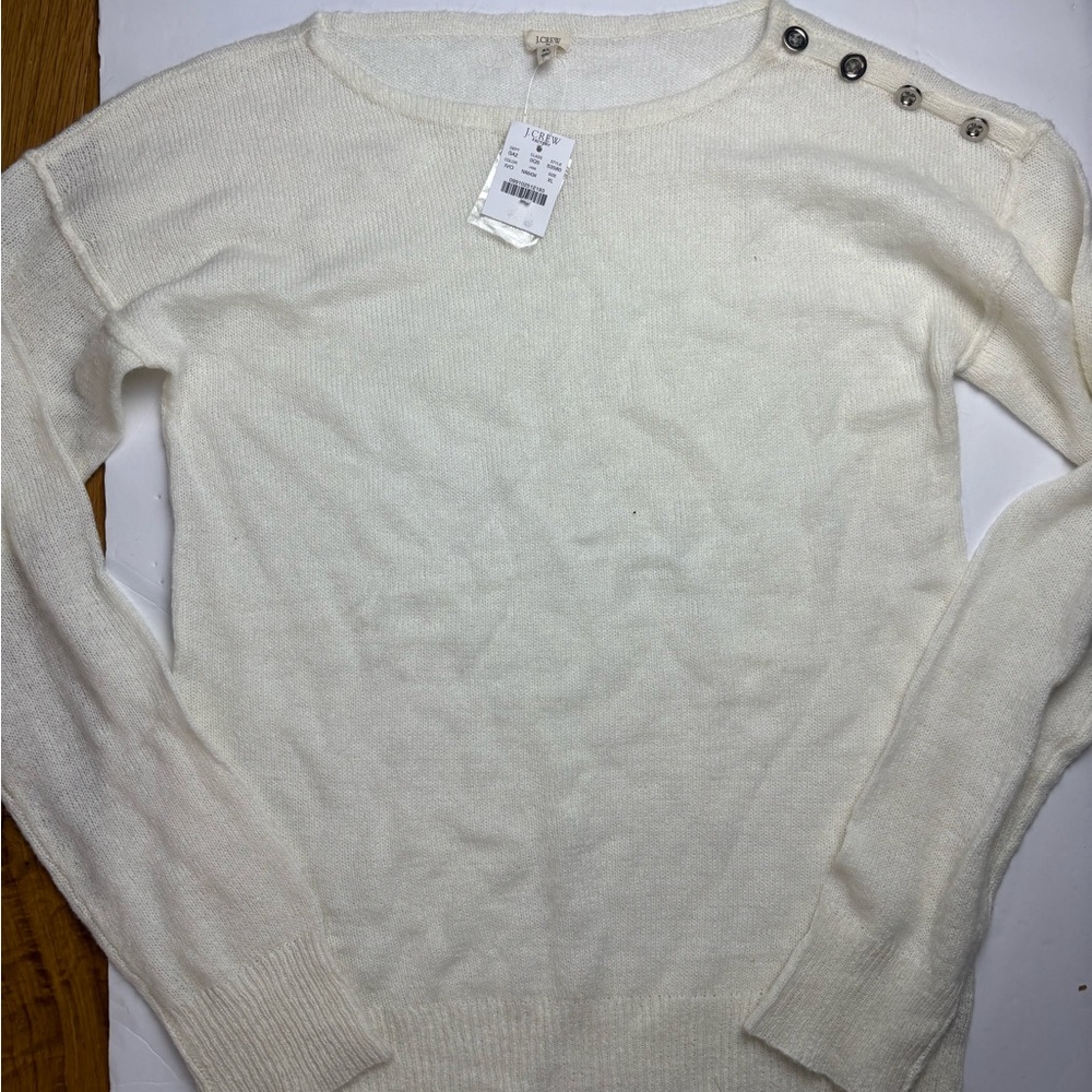 J. Crew ivory wool mohair blend pullover sweater